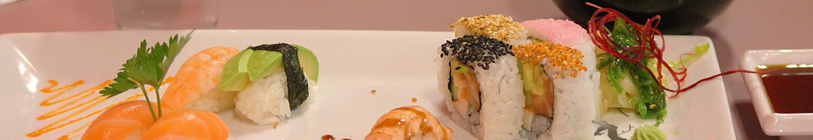 Eating Japanese Sushi at Hanami Japanese Sushi & Hibachi Steak House restaurant in Clinton, CT.
